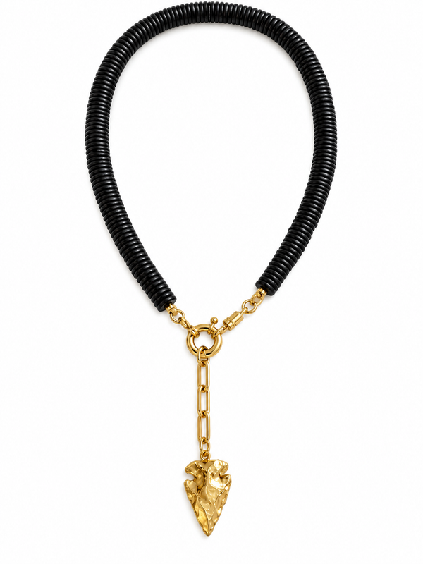 WILLOW FLAT BLACK BEADED NECKLACE
