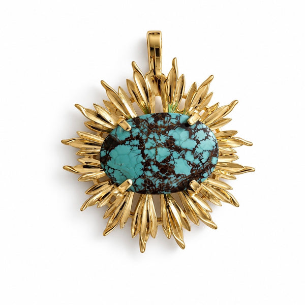 RYAN TURQUOISE FLOWER  BURST NECKLACE