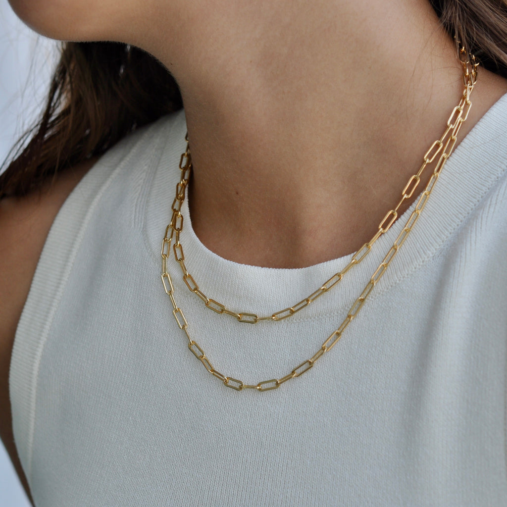 LUCEE MEDIUM LINK PAPERCLIP CHAIN - GOLD FILLED - NECKLACES