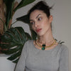 FIA EMERALD +  MALACHITE DOUBLE DROP NECKLACE