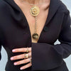 ZARIN AZTEC ETCHED DISC  NECKLACE
