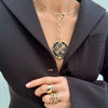 NAKITA FILAGREE ENAMEL STATEMENT DISC NECKLACE