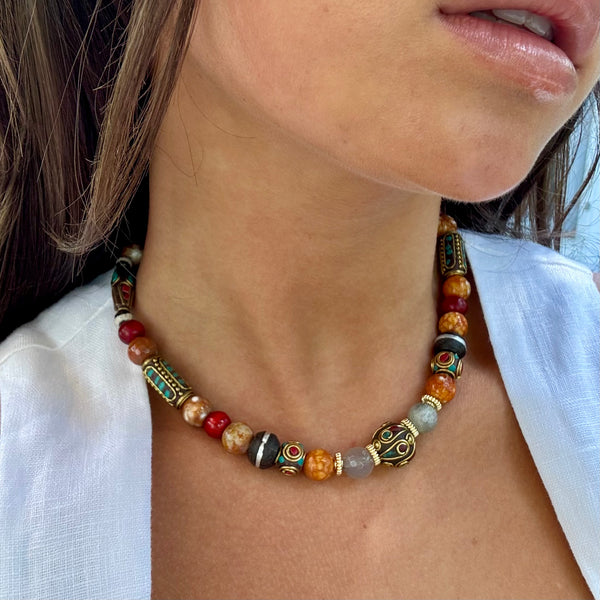 EDI MIXED MEDIA BEADED NECKLACE