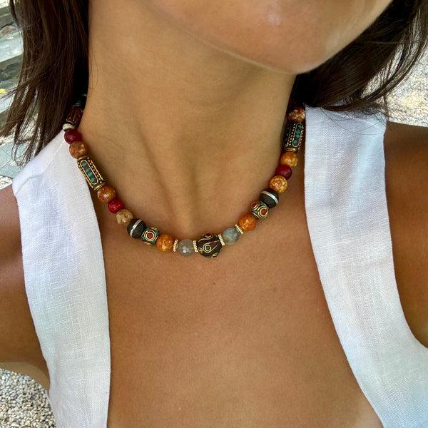 EDI MIXED MEDIA BEADED NECKLACE