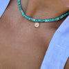 STAY GOLD BURST ON TURQUOISE BEADED NECKLACE