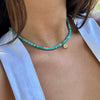 STAY GOLD BURST ON TURQUOISE BEADED NECKLACE