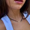VIA SAPPHIRE BEADED NECKLACE WITH GOLD CLOSURE