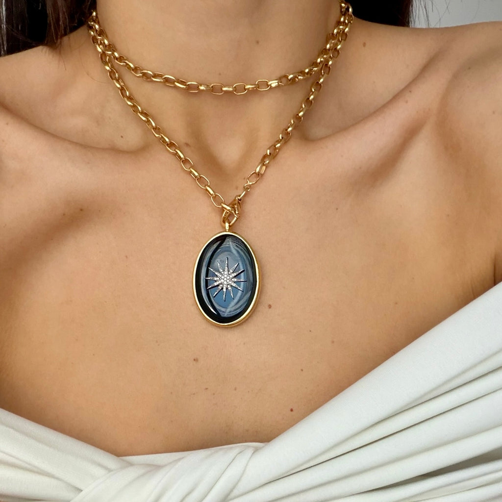 NELLIE  OVAL BURST  DISC NECKLACE