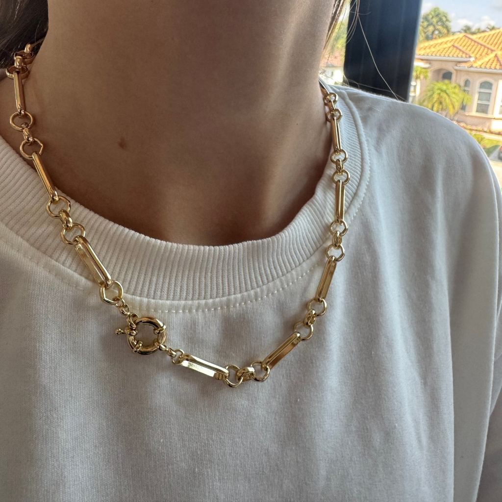 ELLA RAY ROUND OVAL LINK NECKLACE