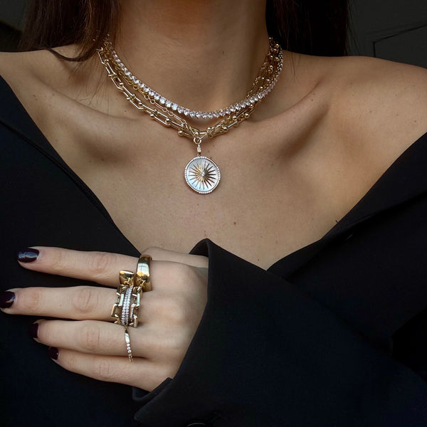 LIZA PEARL BURST DISC PENDANT