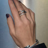 JAMIE LONDON BLUE TOPAZ MARQUISE CROSS RING
