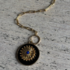 JADE FLUTED ENAMEL DISC  NECKLACE - 1.1/4"