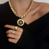 SKYLAR ENAMEL PINWHEEL DOUBLE DISC NECKLACE