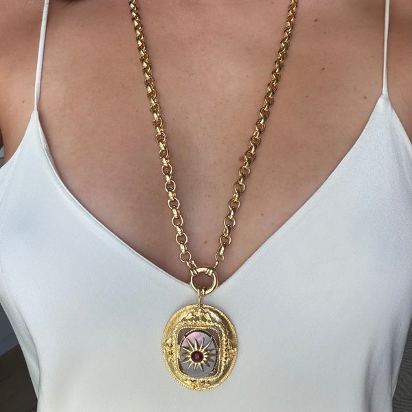 CARSON  MOTHER OF PEARL FRAMED NECKLACE