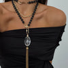 TIA WOOD BEADED TASSEL DROP NECKLACE