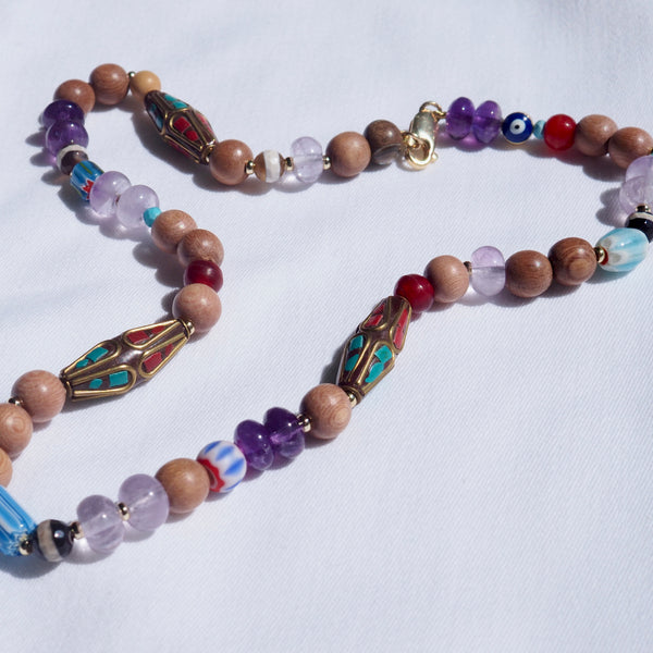 LILU WOODEN + GEMSTONE BEADED NECKLACES