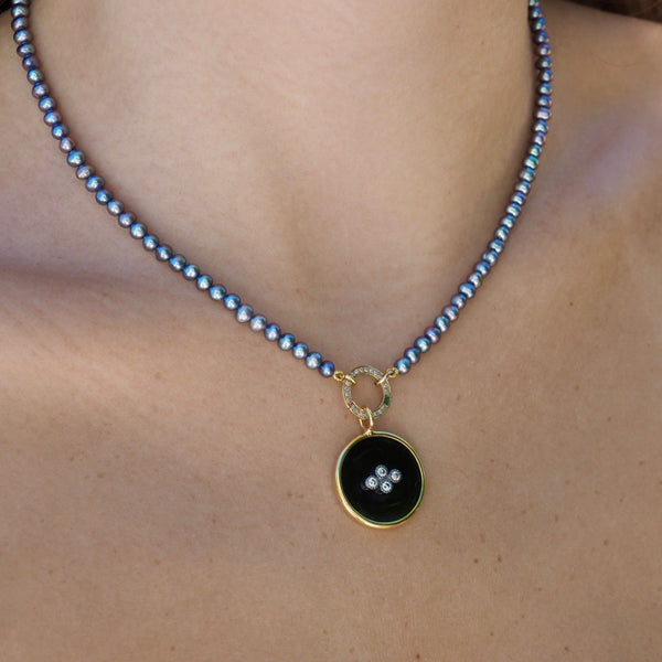 CORI DIAMOND ENAMEL DISC NECKLACE
