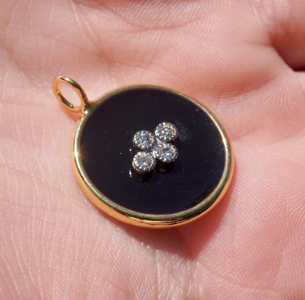 CORI DIAMOND ENAMEL DISC NECKLACE