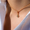 REINN STONE + DIAMOND CHARM NECKLACE - LEATHER CORD