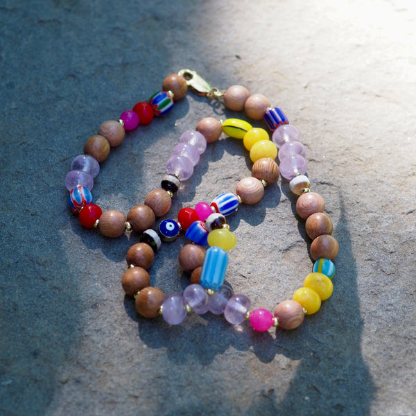 LILU WOODEN + GEMSTONE BEADED NECKLACES