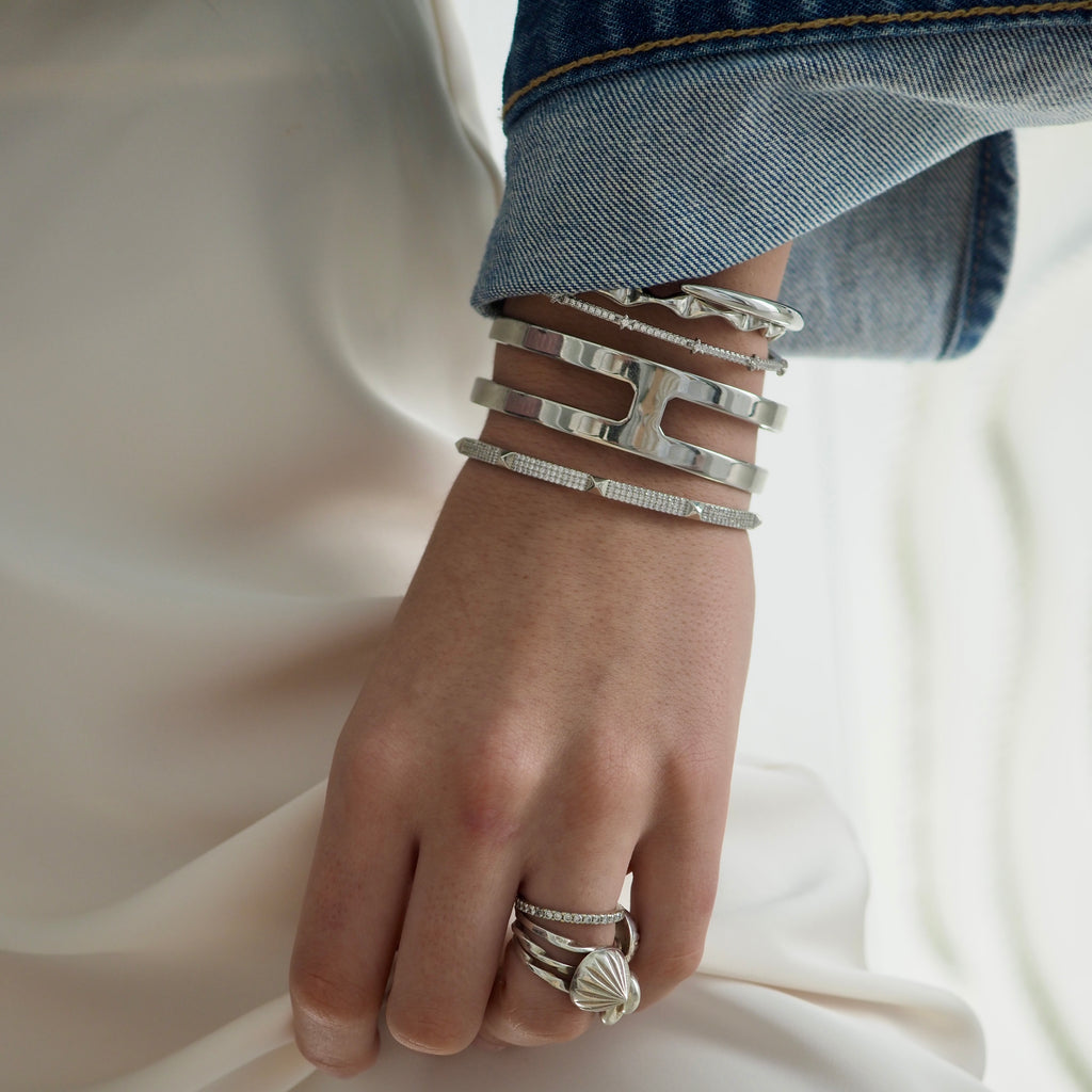 JILLIAN- CZ BANGLE BRACELET CUFF - SET OF 3