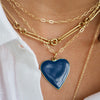 POPPY BLUE 1" ENAMEL HEART NECKLACE