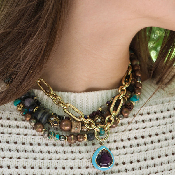 OLIVIA RAY TURQUOISE + AMETHYST PENDANT ONLY