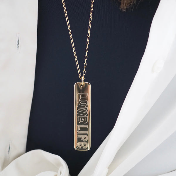 LOVE LIFE BAR DROP NECKLACE