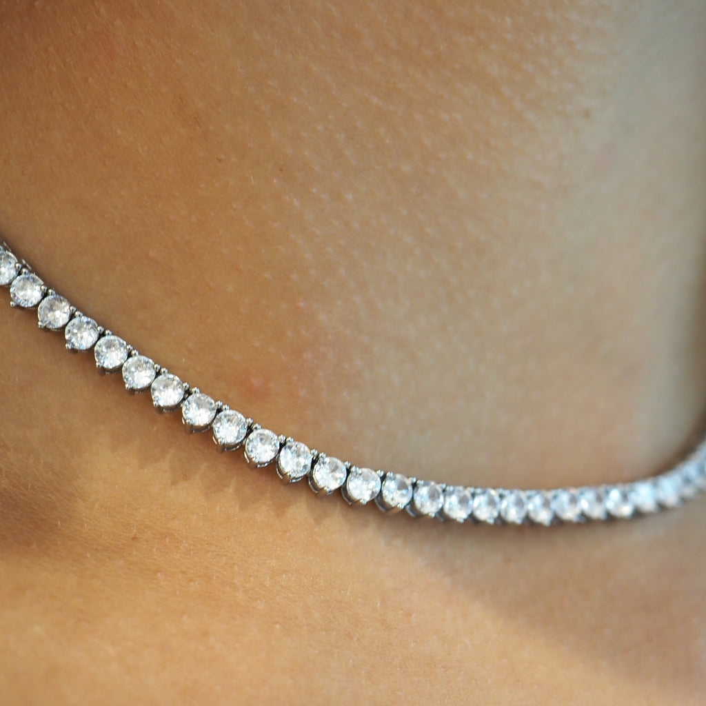 JADEN PRINCESS CUT TENNIS NECKLACE - CZ