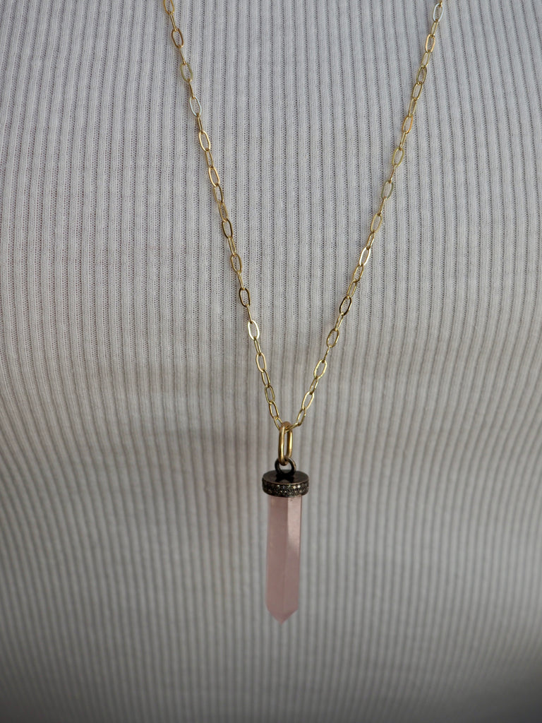 PAMI ROSE QUARTZ DROP NECKLACE