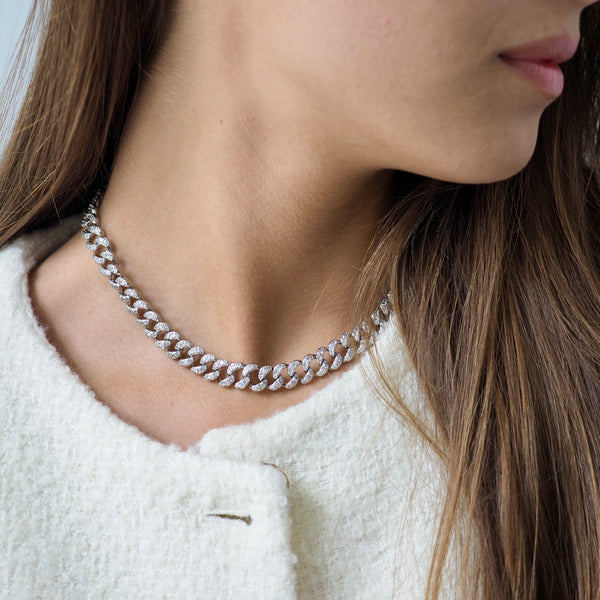 EMILIA CUBAN LINK STONE NECKLACE