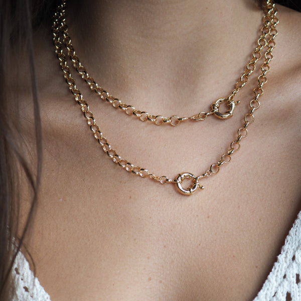 LOGAN ROUND LINK  - DOUBLE CLOSURE NECKLACE - GOLD FILLED