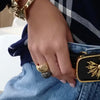 LONG LOTS TEXTURED WIDE BAND RING