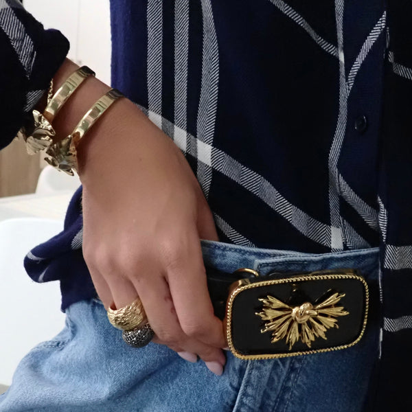 MILLIE FAN FLOWER BELT BUCKLE