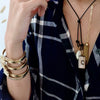 LARISSA SHELL / ROCK DIAMOND - RECTANGLE PENDANT NECKLACE