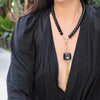 ALEXANDRA HAND ENGRAVED BURST TASSEL DROP NECKLACE