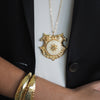 MENA WOOD SHIELD BEADED NECKLACE