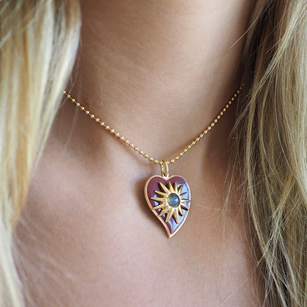 ILSA POINTED 1" ENAMEL HEART BURST NECKLACE