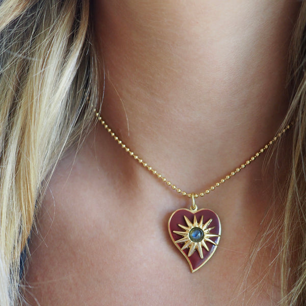 ILSA POINTED 1" ENAMEL HEART BURST NECKLACE
