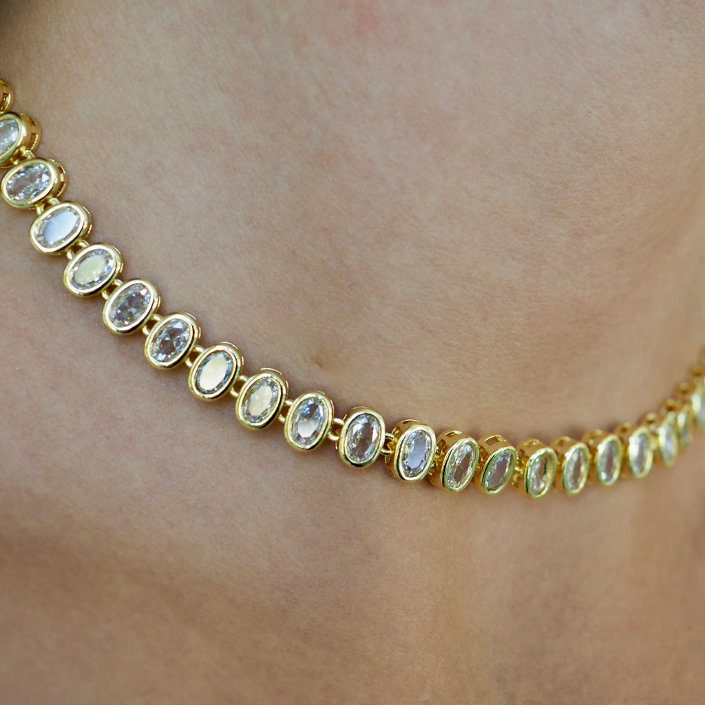 SUZEE OVAL BEZEL TENNIS CHOKER