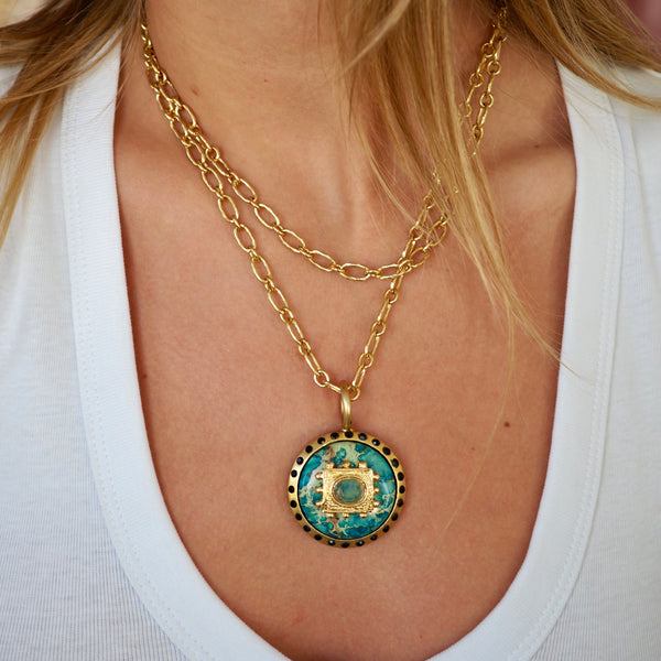 RAYE TURQUIOSE DISC  NECKLACE