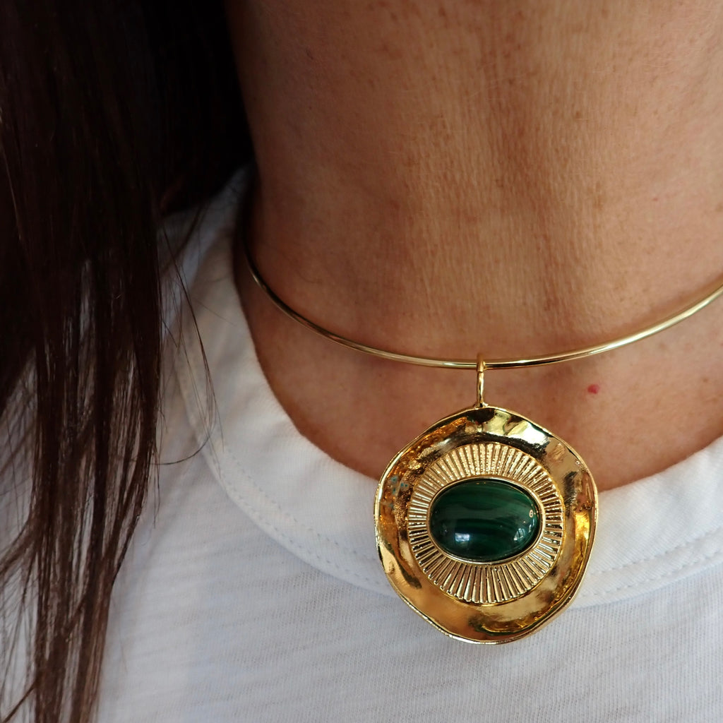 BLAIR FLUTED MALACHITE  NECKLACE