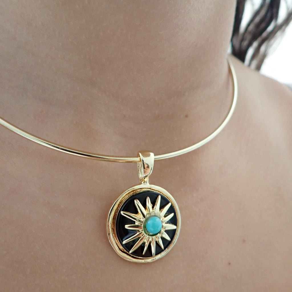 DYLAN BLACK ENAMEL BURST NECKLACE
