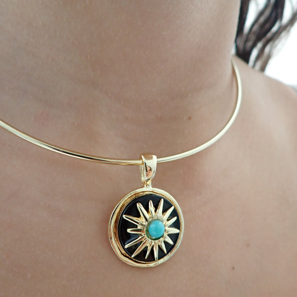 DYLAN BLACK ENAMEL BURST NECKLACE