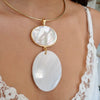 RAQUEL DOUBLE MOTHER OF PEARL DROP PENDANT