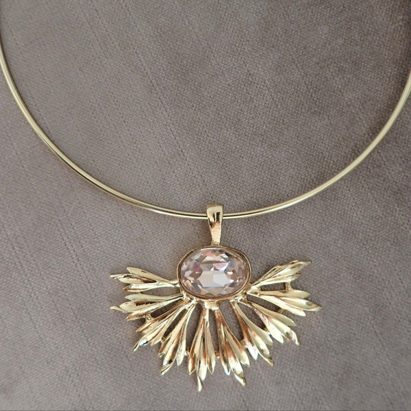 RYAN  HALF FLORAL BURST STONE NECKLACE