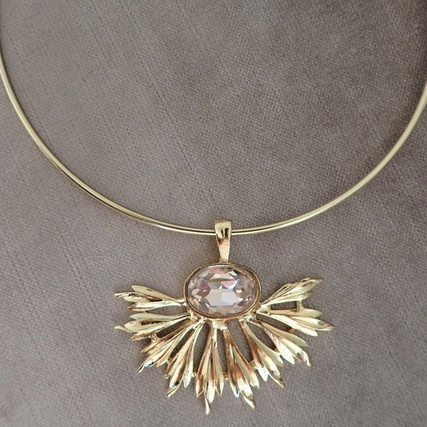 RYAN  HALF FLORAL BURST STONE NECKLACE