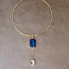MARISOL DOUBLE STONE DROP CHAIN DROP NECKLACE