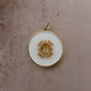 HENRIE DOTTED RECTANGLE CENTER WHITE ENAMEL DISC