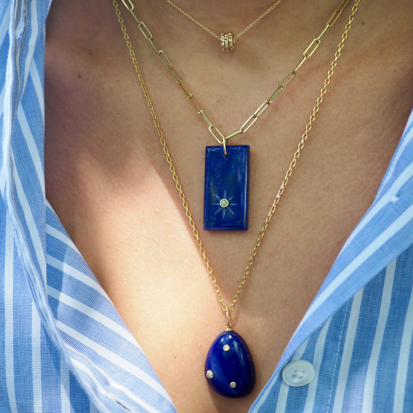 WYNTER LAPIS DISC PENDANT